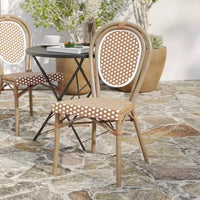 Chaise bistrot empilable Thonet Merrick Lane Celia, assise en rotin PE et cadre en métal pour usage intérieur/extérieur