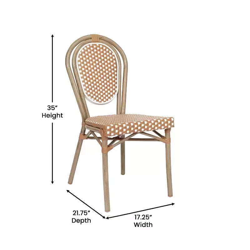Chaise bistrot empilable Thonet Merrick Lane Celia, assise en rotin PE et cadre en métal pour usage intérieur/extérieur