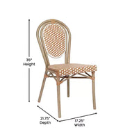 Chaise bistrot empilable Thonet Merrick Lane Celia, assise en rotin PE et cadre en métal pour usage intérieur/extérieur
