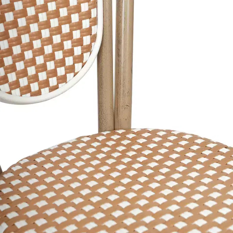 Chaise bistrot empilable Thonet Merrick Lane Celia, assise en rotin PE et cadre en métal pour usage intérieur/extérieur