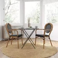 Chaise bistrot empilable Thonet Merrick Lane Celia, assise en rotin PE et cadre en métal pour usage intérieur/extérieur