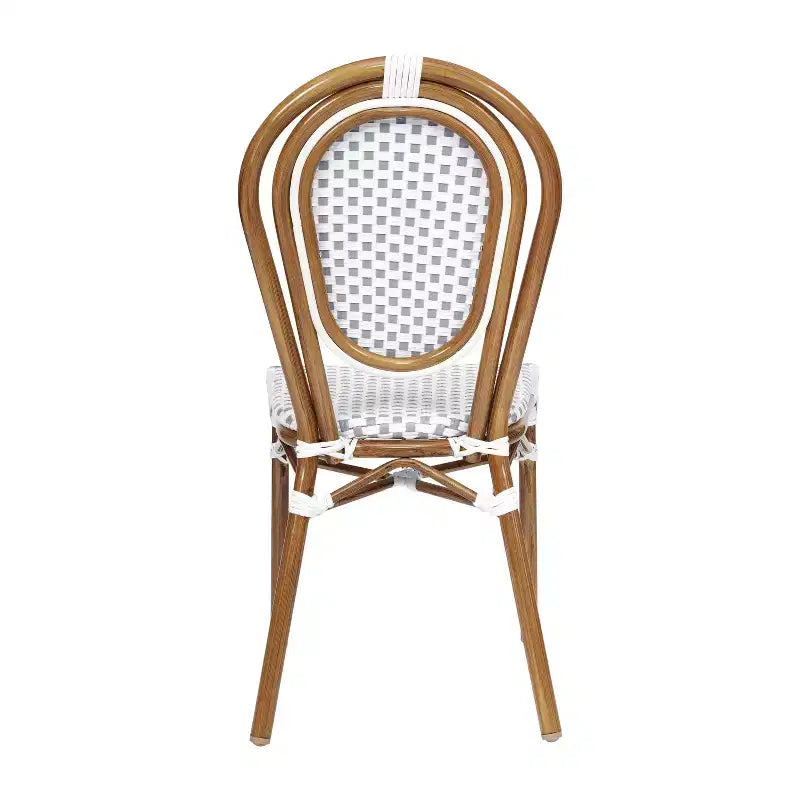 Chaise bistrot empilable Thonet Merrick Lane Celia, assise en rotin PE et cadre en métal pour usage intérieur/extérieur