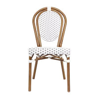 Chaise bistrot empilable Thonet Merrick Lane Celia, assise en rotin PE et cadre en métal pour usage intérieur/extérieur