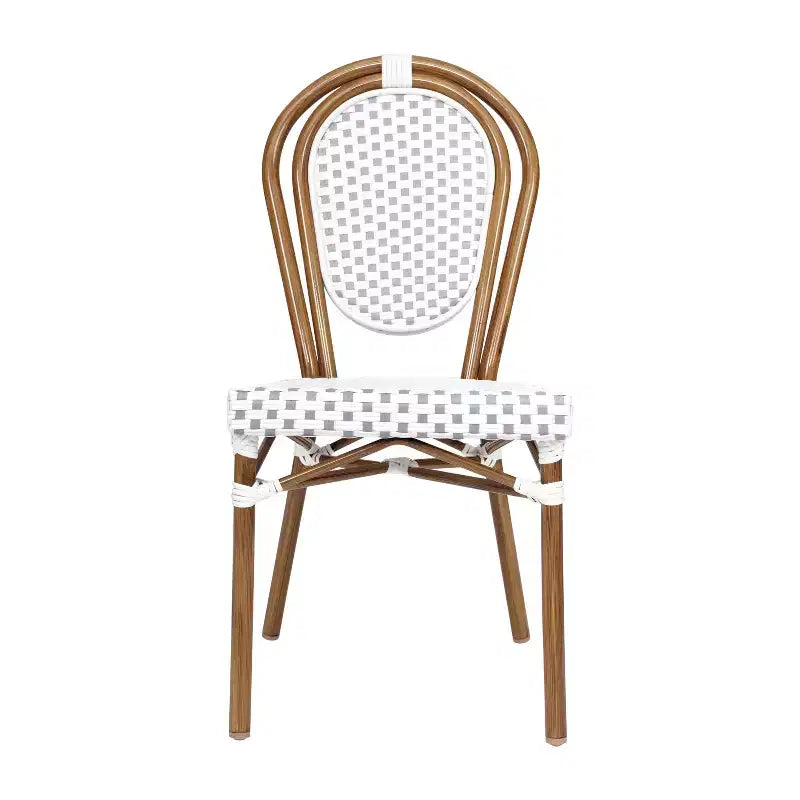 Chaise bistrot empilable Thonet Merrick Lane Celia, assise en rotin PE et cadre en métal pour usage intérieur/extérieur