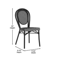 Chaise bistrot empilable Thonet Merrick Lane Celia, assise en rotin PE et cadre en métal pour usage intérieur/extérieur
