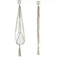 Tierra Garden 35 Macramé Support de Plante Accroché - Accent Bohème Chic, Disponible en Beige, Vert et Gris, S'adapte Parfaitement aux Pots de Fleurs d'Intérieur en Céramique de 16 cm