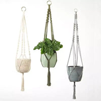 Tierra Garden 35 Macramé Support de Plante Accroché - Accent Bohème Chic, Disponible en Beige, Vert et Gris, S'adapte Parfaitement aux Pots de Fleurs d'Intérieur en Céramique de 16 cm