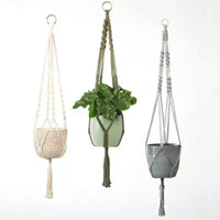 Tierra Garden 35 Macramé Support de Plante Accroché - Accent Bohème Chic, Disponible en Beige, Vert et Gris, S'adapte Parfaitement aux Pots de Fleurs d'Intérieur en Céramique de 16 cm