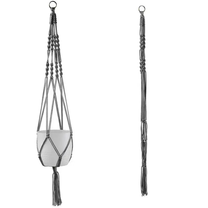 Tierra Garden 35 Macramé Support de Plante Accroché - Accent Bohème Chic, Disponible en Beige, Vert et Gris, S'adapte Parfaitement aux Pots de Fleurs d'Intérieur en Céramique de 16 cm