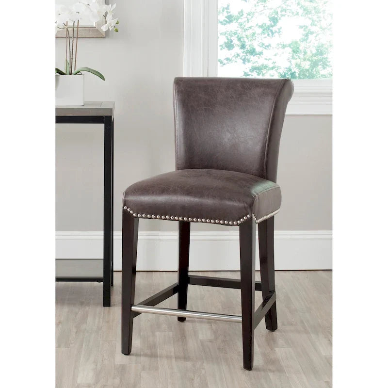 Tabouret de comptoir en similicuir noir Jenelle de SAFAVIEH - 18,7 L x 23 P x 36,4 H - 19Lx23Px36H