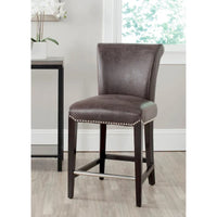 Tabouret de comptoir en similicuir noir Jenelle de SAFAVIEH - 18,7 L x 23 P x 36,4 H - 19Lx23Px36H