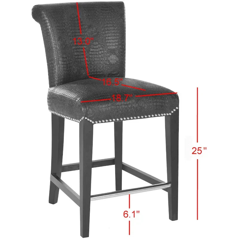 Tabouret de comptoir en similicuir noir Jenelle de SAFAVIEH - 18,7 L x 23 P x 36,4 H - 19Lx23Px36H