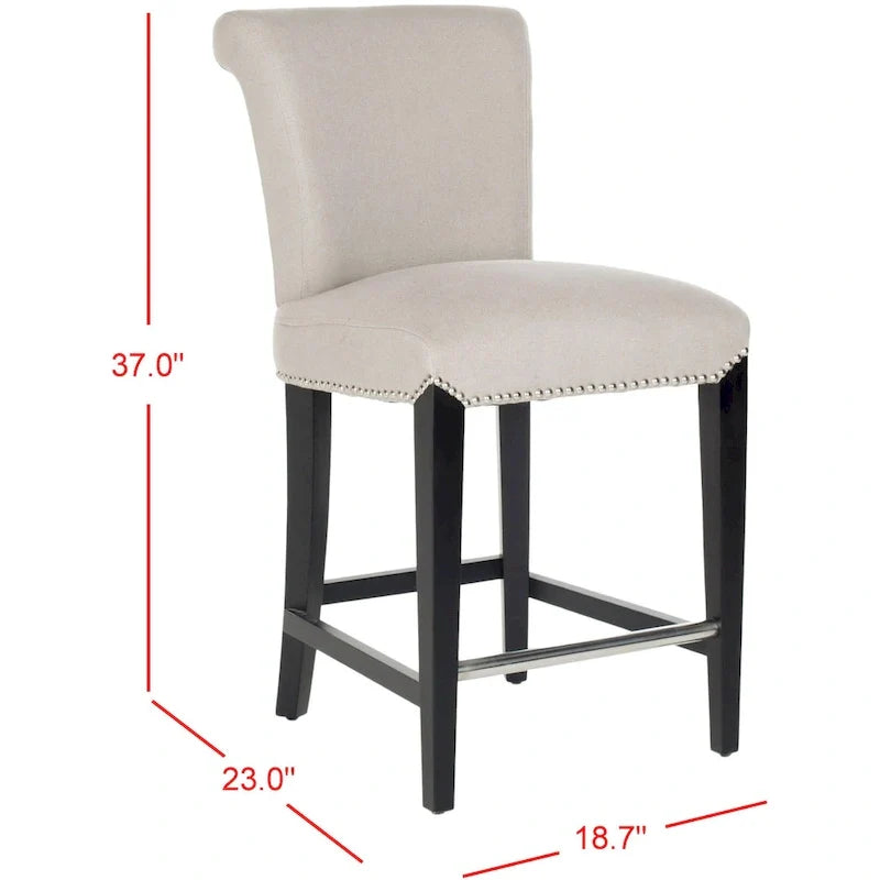 Tabouret de comptoir en similicuir noir Jenelle de SAFAVIEH - 18,7 L x 23 P x 36,4 H - 19Lx23Px36H