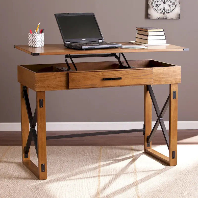 Bureau à hauteur réglable SEI Furniture Carlan en pin vieilli