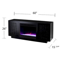 Meuble TV multimédia à cheminée électrique changeant de couleur SEI Furniture Delauro avec rangement