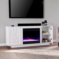 Meuble TV multimédia à cheminée électrique changeant de couleur SEI Furniture Delauro avec rangement