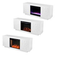Meuble TV multimédia à cheminée électrique changeant de couleur SEI Furniture Delauro avec rangement