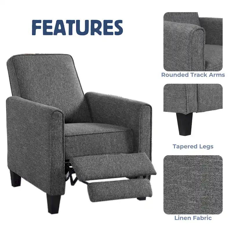 Fauteuil inclinable rembourré gansé en tissu traditionnel Haynes par Furniture of America