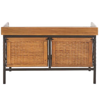 Banc de rangement SAFAVIEH Vasilija en étain antique/frêne clair – 33 x 15.7 x 20 – 33Lx16Px20H