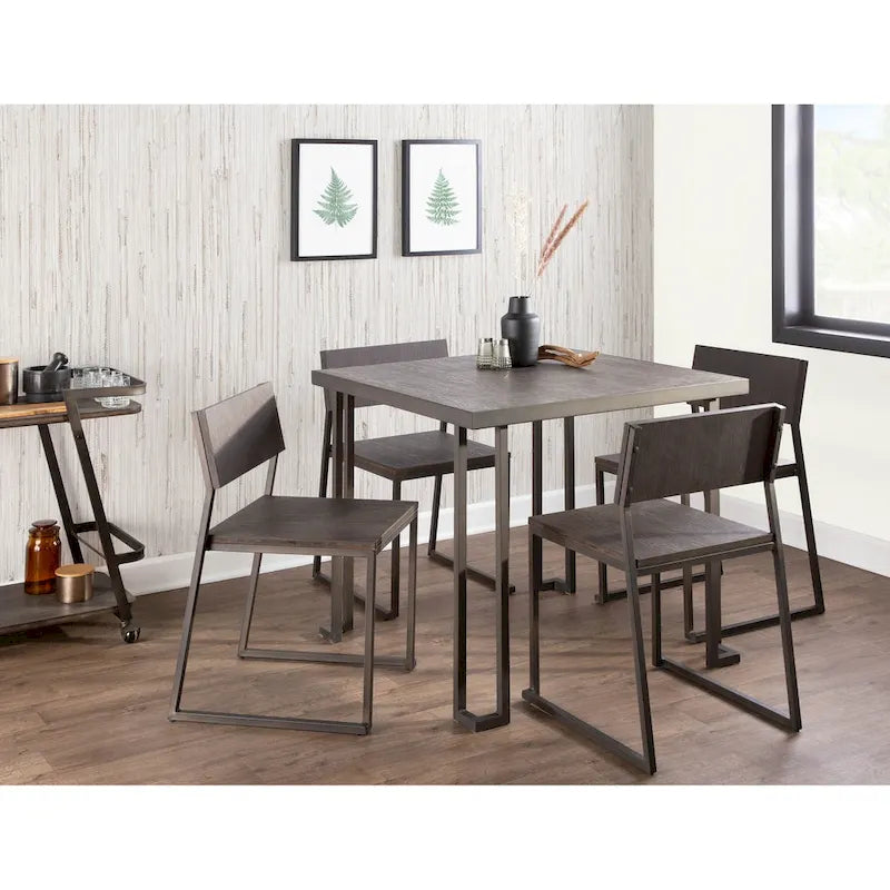 Table de salle à manger industrielle en bois et métal Arturio Carbon Loft