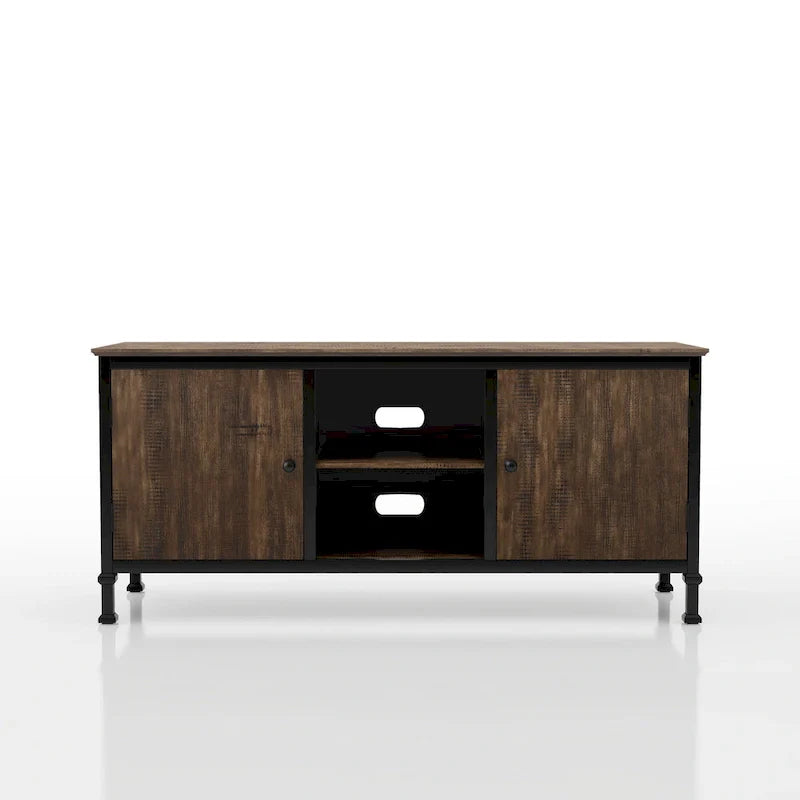 Meuble TV multifonctionnel en bois de chêne rustique Dele de 60 pouces par Furniture of America