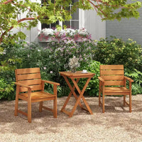 Costway Ensemble bistro en bois d'extérieur 3 pièces avec 2 chaises en bois dur et table bistro pliante de patio