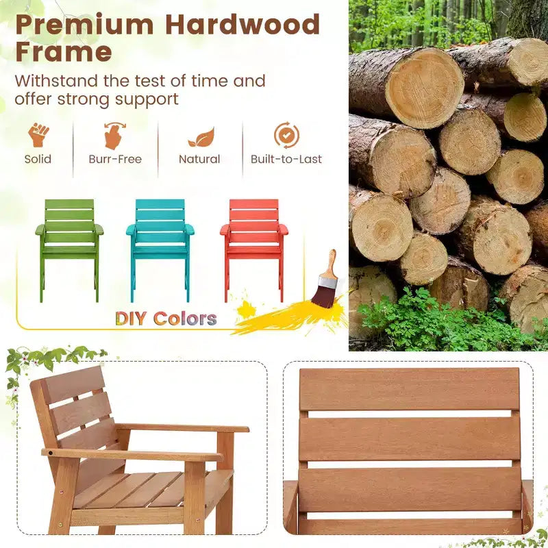 Costway Ensemble bistro en bois d'extérieur 3 pièces avec 2 chaises en bois dur et table bistro pliante de patio