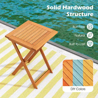 Costway Ensemble bistro en bois d'extérieur 3 pièces avec 2 chaises en bois dur et table bistro pliante de patio