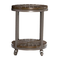 Table d'appoint ronde en bois marron industriel avec étagère SEI Furniture Kenya