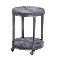 Table d'appoint ronde en bois marron industriel avec étagère SEI Furniture Kenya