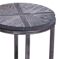 Table d'appoint ronde en bois marron industriel avec étagère SEI Furniture Kenya