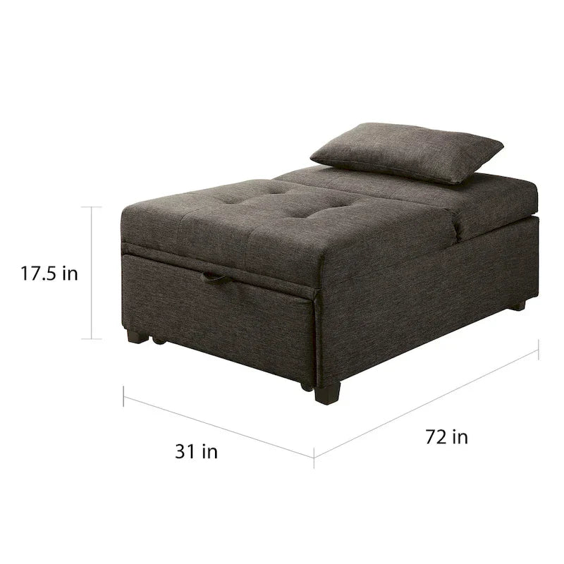 Fauteuil Futon Convertible Capitonné Contemporain en Tissu Jave par Furniture of America