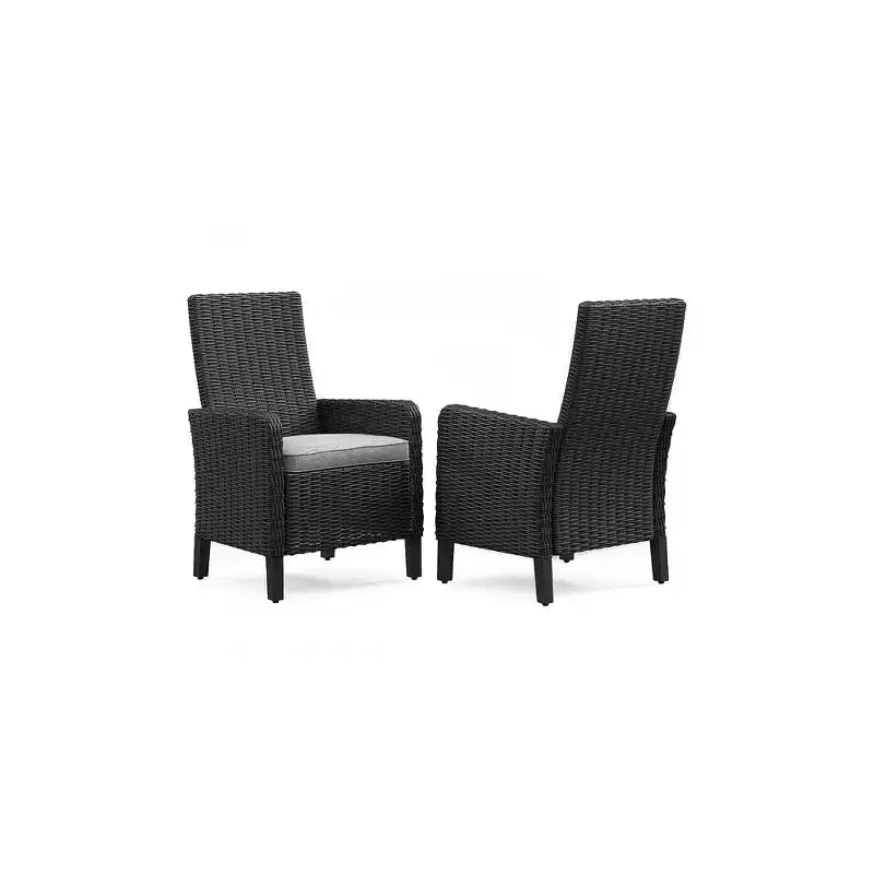 Fauteuil d'extérieur Beachcroft par Signature Design by Ashley avec coussin (ensemble de 2), noir/gris clair