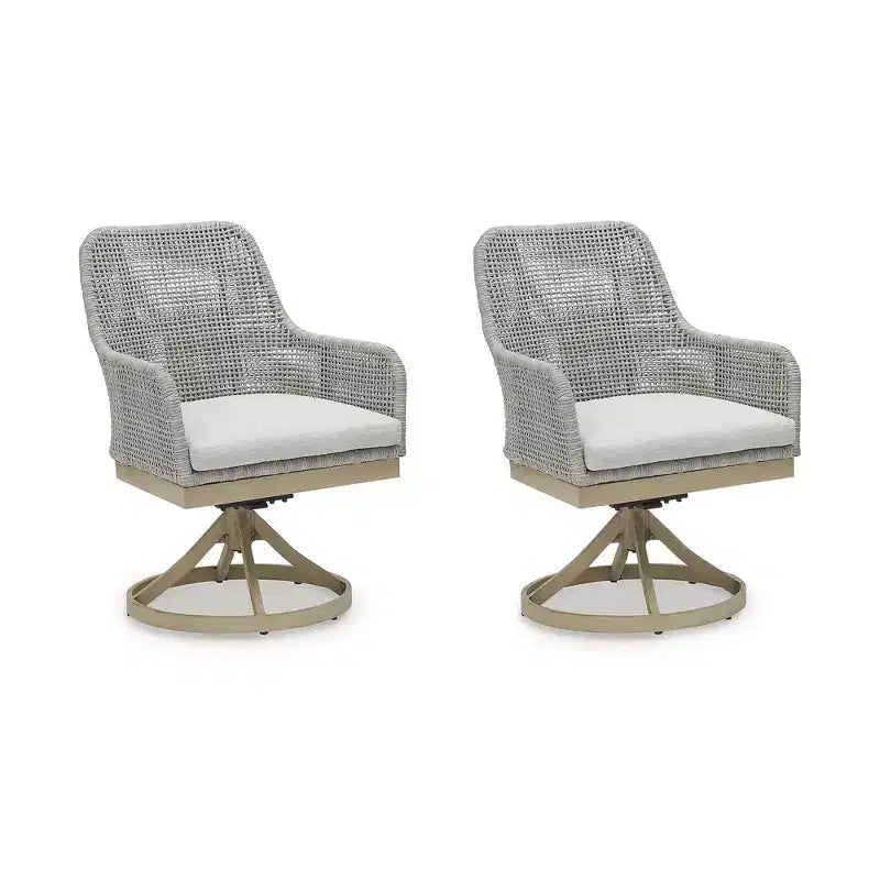 Signature Design by Ashley Seton Creek Chaise de salle à manger pivotante extérieure (lot de 2), gris