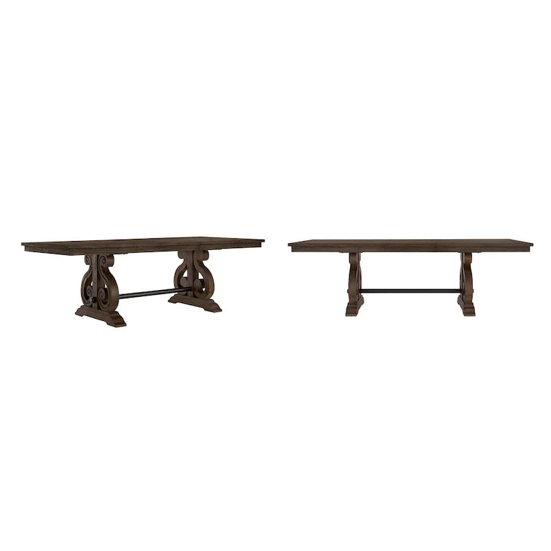 Table de salle à manger extensible Vikos en bois - Marron