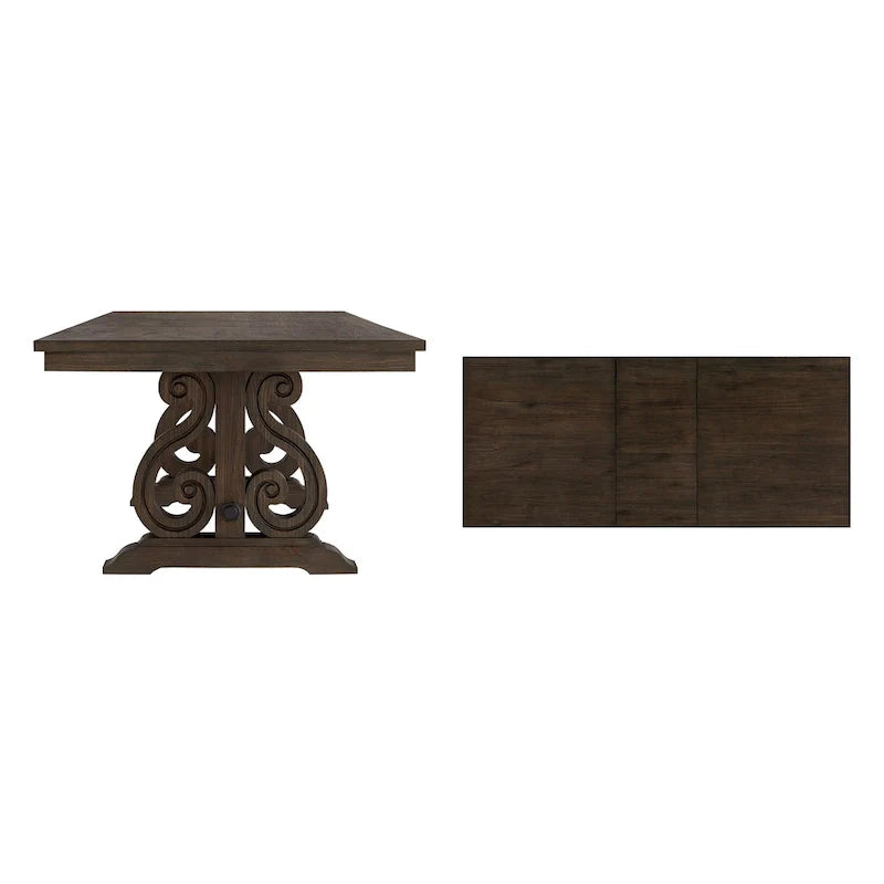 Table de salle à manger extensible Vikos en bois - Marron