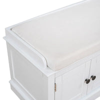 Banc de rangement avec 4 portes et étagères réglables avec coussin amovible (bleu marine antique)
