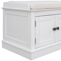 Banc de rangement avec 4 portes et étagères réglables avec coussin amovible (bleu marine antique)