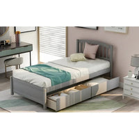Lit de rangement plateforme en bois, taille double, avec tiroirs