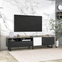 Meuble TV moderne console multimédia pour TV 80 pouces avec double espace de rangement - 15.00 x 70.90 x 19.70