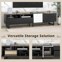 Meuble TV moderne console multimédia pour TV 80 pouces avec double espace de rangement - 15.00 x 70.90 x 19.70