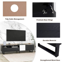Meuble TV moderne console multimédia pour TV 80 pouces avec double espace de rangement - 15.00 x 70.90 x 19.70