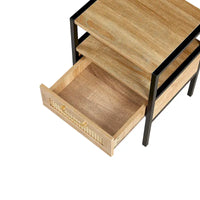 Table de chevet 1 tiroir en rotin
