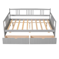 Lit de repos double en bois avec deux tiroirs