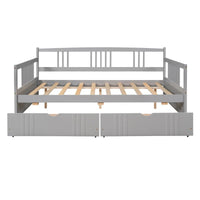 Lit de repos double en bois avec deux tiroirs