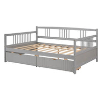 Lit de repos double en bois avec deux tiroirs