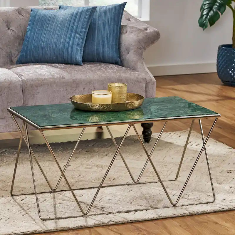 Table basse moderne Sardis en marbre fabriquée à la main par Christopher Knight Home - 37,00 L x 19,00 l x 18,00 H