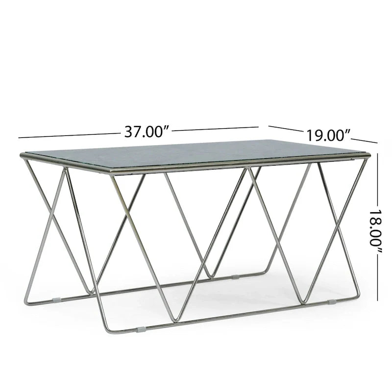 Table basse moderne Sardis en marbre fabriquée à la main par Christopher Knight Home - 37,00 L x 19,00 l x 18,00 H