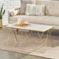 Table basse moderne Sardis en marbre fabriquée à la main par Christopher Knight Home - 37,00 L x 19,00 l x 18,00 H