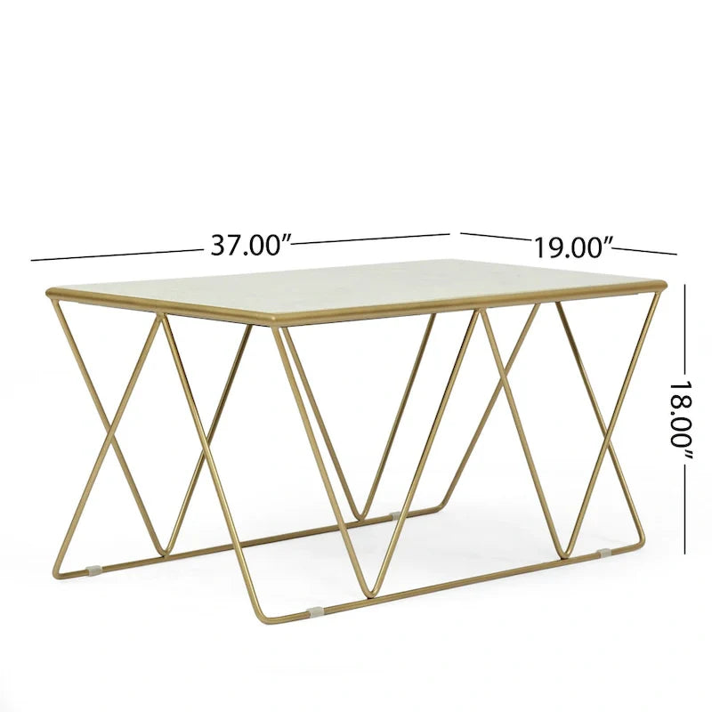 Table basse moderne Sardis en marbre fabriquée à la main par Christopher Knight Home - 37,00 L x 19,00 l x 18,00 H